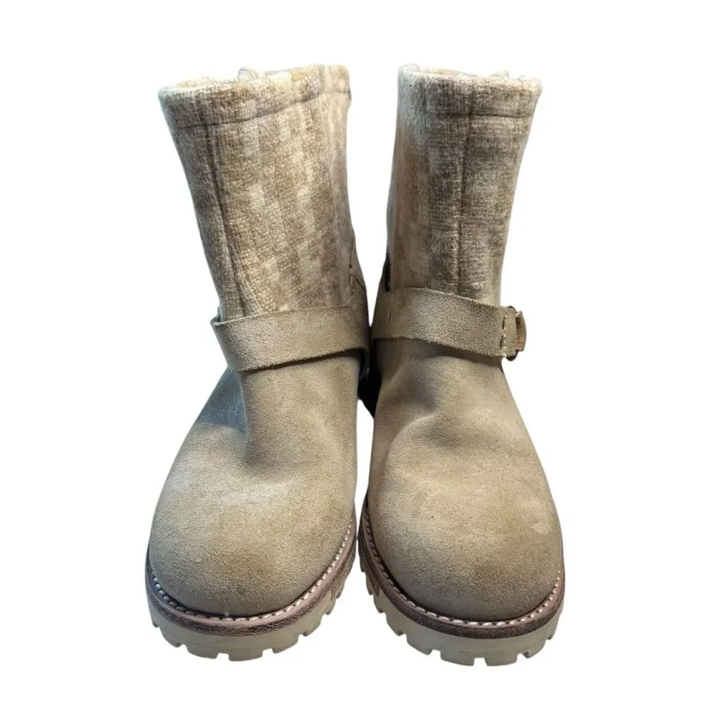 Woolrich Wool Lining Baltimore Harness Ankle Boots Tan Suede Outer Size 9